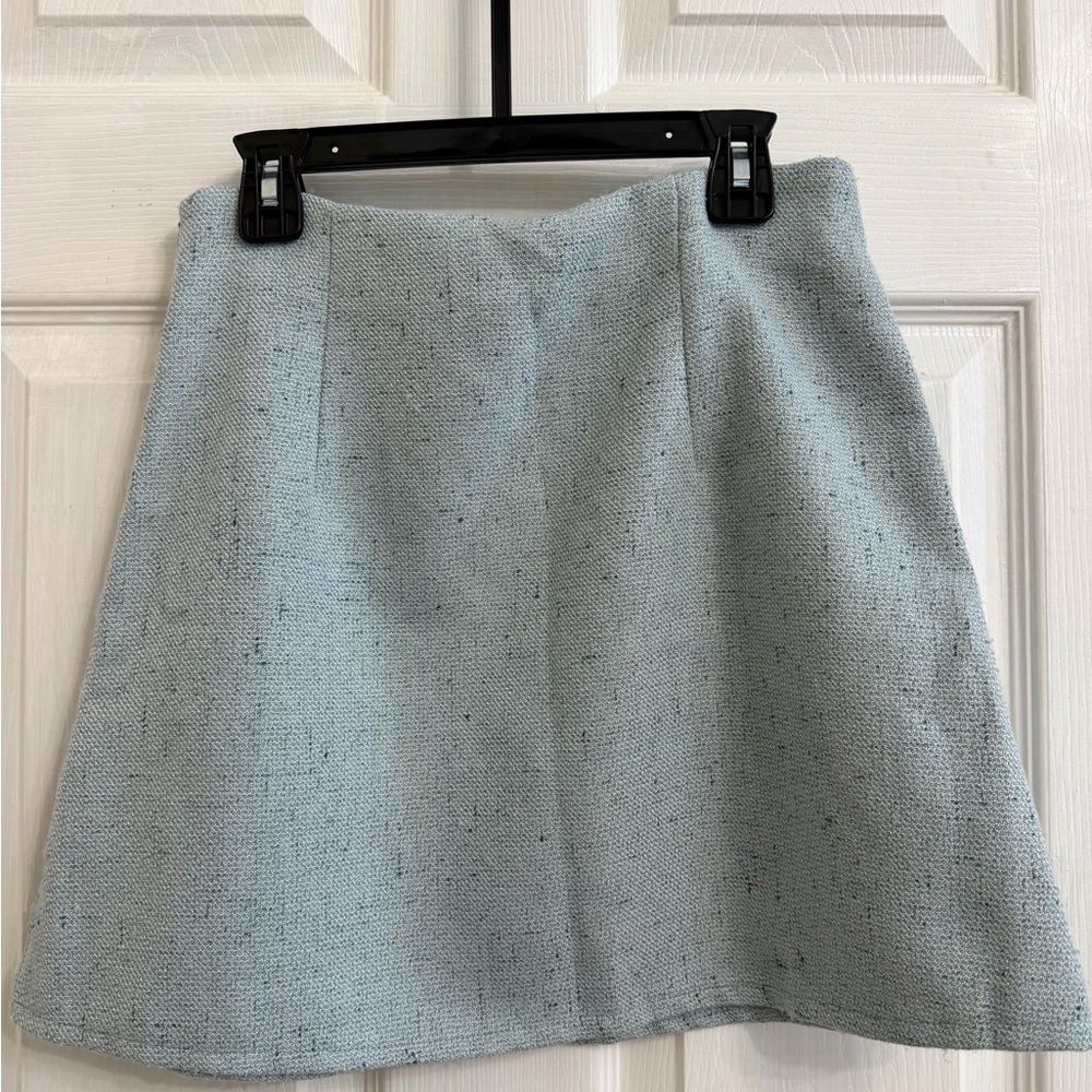 Women's Light Blue Tweed Skirt Set - Elegant Two-Piece - Picture 9 of 11